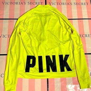 VS Pink bright yellow big logo fullzip sport jacket
